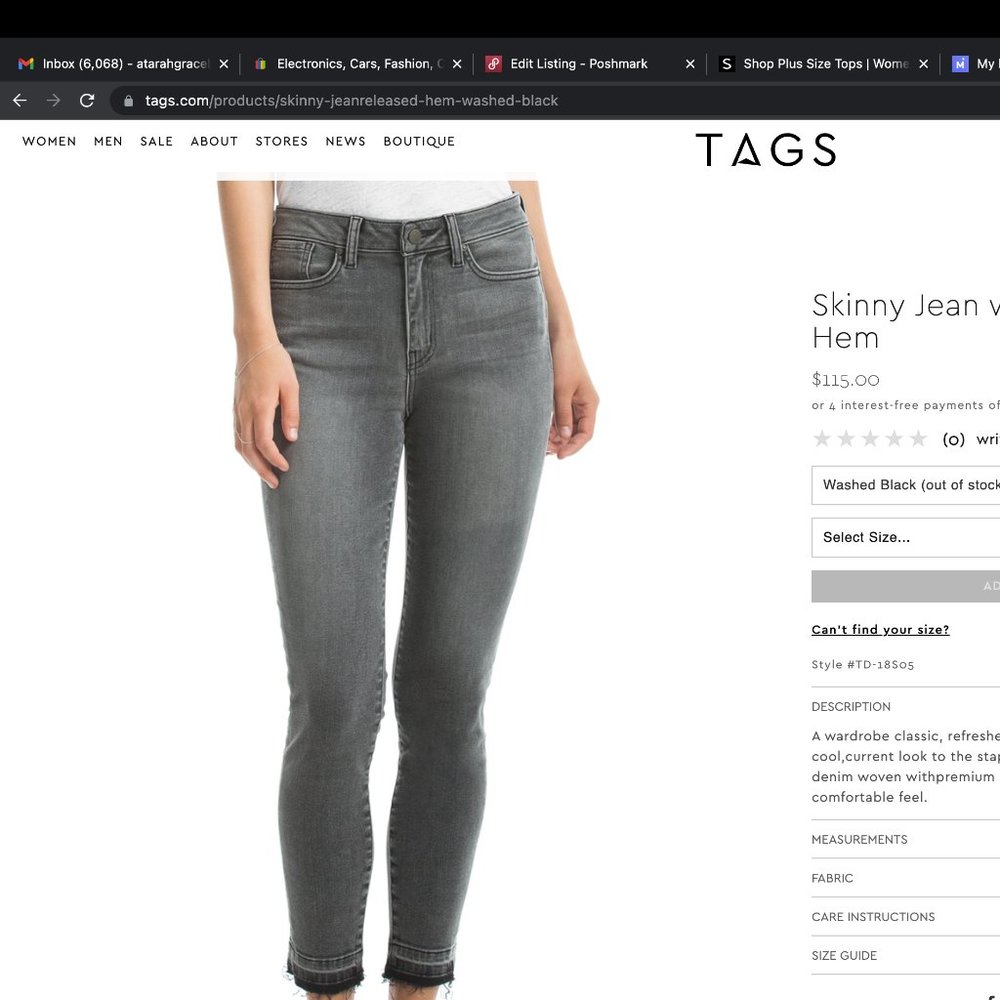 TAGS Raw Hem Jeans Size 25